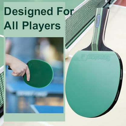 Senston 5-Ply Ping Pong Paddles Set – Premium Wood Table Tennis Set of 4 with 6 Balls & Portable Carry Case – High-Control 2mm Sponge & Ergonomic Non-Slip Grip for Beginners & Family Play - color: Green+Purple