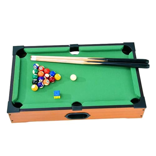 SM SunniMix Mini Tabletop Pool Set Wood Balls Cues Portable Snooker Miniature Billiard Game for Desktop Game Room Living Room Travel Kids