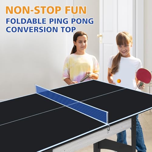 6/7/8/9Ft Mid-Size Ping Pong Conversion Top, Foldable Table Tennis Table Top with Net for Home Office - color: BLACK, size: 6*3 FT
