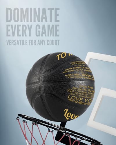 KAAYEE Engraved Basketball for Grandson, Engraved Basketball for Son from Mom Dad, Personalized 29.5" Basketballs Gifts, Custom Christmas Birthday Graduation Back to School Gift for Son from Mom Dad - color: Black-Dad to Son