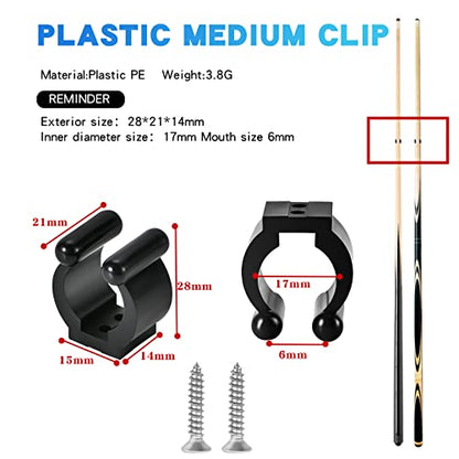 12 PCS Pool Cue Holder Clamps(Include Screws), Billiards Snooker Cue Locating Clip Holder Regular Fishing Rod Storage Clips Black for Pool Cue Racks Include Screws - color: Medium