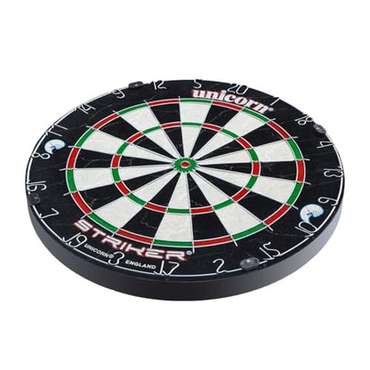 Unicorn Striker, Classic, and Contender Bristle Steel Tip Dartboard Models - Recreational-Quality Bristle Dartboard - Rotatable Metal Number Ring - Slim Wire Fasteners to Reduce Bounce Outs