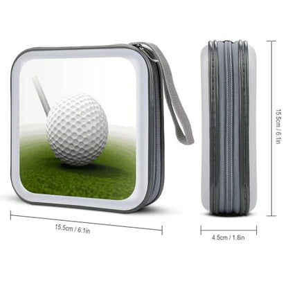 40-Sheet Capacity CD Case Storage Bag,Golf Ball Printed Large Capacity CD Protective Storage Organizer Portable DVD Case for Car, Home,Office,Travel