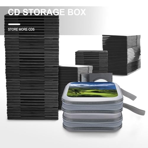 Scenic Hawaii Golf Tropical DVD Storage Bags with Zipper, CD Portable Case Holder with Handles, Large Storage Stackable Media Binder for Travel, Cabinet, Home, Office, Car