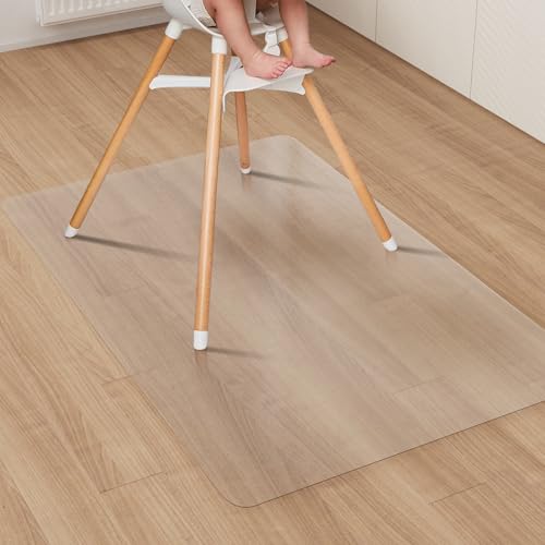 Clear Plastic Area Mat for Under High Chair, 3'×5' Large No Slip Waterproof Vinyl Floor Mat for Home, Anti-Spill Hard Floor Protector, Easy Clean Splat Mat - color: Frosted Clear, size: 3' x 5' (Rectangular)