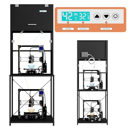 3D Printer Filament Storage Stand Rack with Dehumidifier| 3-Tier All-in-One Organizer with Tool Mounts, Dual Spool Holders | Compatible with Most 3D Printers (100LBlack) - color: 100lblack