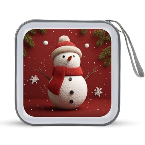 Cute Snowman Golf Ball-shaped Head CD Case DVD Storage Case Portable for Car Home Travel