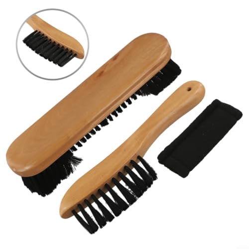 Pool Table Brush Set, Wood Bristle Cleaning Tool with Cloth, Sweeps Dust and Chalk for Billiard Table Maintenance