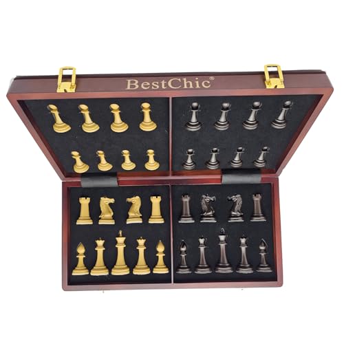 18" Wooden Chess Set,Folding Storage Wooden Chess Board Sets, Large Chess Board Sets, Premium Board Games Chess Set for Adults and Kids Chess Enthusiasts