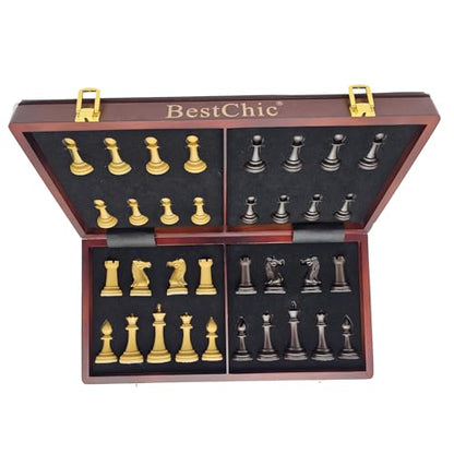 18" Wooden Chess Set,Folding Storage Wooden Chess Board Sets, Large Chess Board Sets, Premium Board Games Chess Set for Adults and Kids Chess Enthusiasts