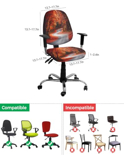 Savannan Office Chair Cover, Rustic Maple Leaf Tree Road Protective Stretch Elastic Universal Cover for Desk Task Chair,Computer Rotating Chair 1 Pcs Watercolor Autumn Leaves