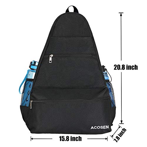 ACOSEN Tennis Bag Tennis Backpack - Large Tennis Bags for Women and Men to Hold Tennis Racket,Pickleball Paddles, Badminton Racquet, Squash Racquet,Balls and Other Accessories - color: Black