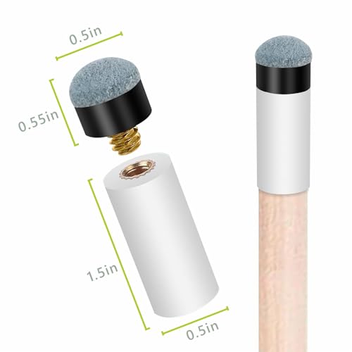20pcs Screw-in Pool Cue Tips & Ferrules Set – No Glue Needed, Universal Fit for 12mm/13mm Cues, Leather Tip with Plastic Ferrule for Easy Replacement