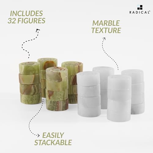 Radicaln Marble Checker Figures 1.25'' Inches White and Green Onyx Handmade Classic Checkers Pieces for Board Game, Draughts Board Game for Adults - color: White and Green Onyx