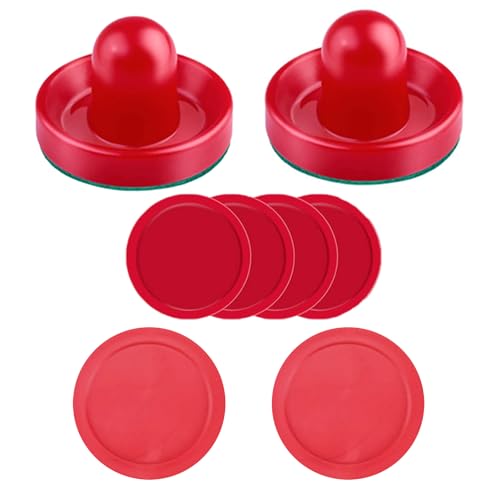 Air Hockey Accessories, 2-Pack Pushers, 2-Pack 3.25-Inch Pucks, 4-Pack 2.5-Inch Pucks, Red