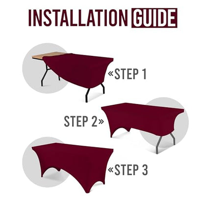 Utopia Kitchen Spandex Tablecloth 1 Pack [6FT, Burgundy] Tight, Fitted, Washable and Wrinkle Resistant Stretch Rectangular Patio Table Cover for Event, Wedding, Banquet & Parties [72Lx30Wx30H Inch] - color: Burgundy, size: 6 Feet - 1 Pack