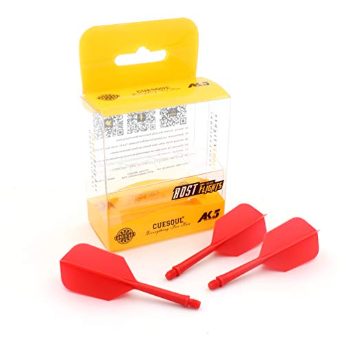 CUESOUL ROST Integrated Dart Shaft and Flights Medium,Slim Shape,Set of 3 - color: Red