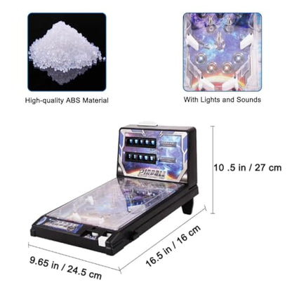 Retro Arcade Machine Pinball Machine for Kids, Tabletop Electronic Pinball Game with Lights and Sounds, Desktop Ball Shooting Toy for Adults Birthdays