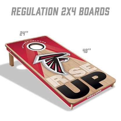YouTheFan NFL 2' x 4' Slogan Series Professional Wood Cornhole Game with Logo Bags - color: Atlanta Falcons