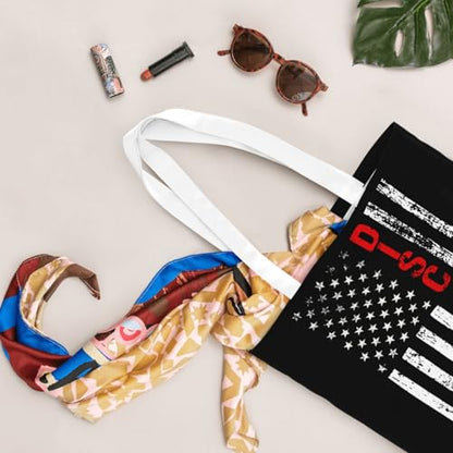 NIENIE American Flag Disc Golf Tote Bag for Women Shopping Bags Reusable Large Capacity Casual Shoulder Handbags DIY Gift Bags Cute Canvas Tote Bag