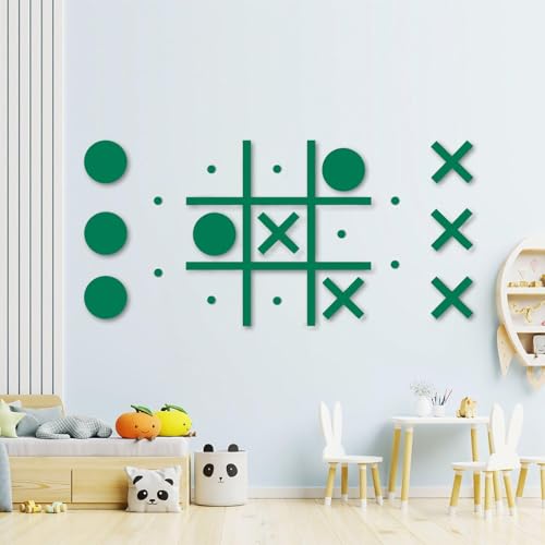 Magnetic Tic Tac Toe Wall-Mount Game,Game Room Decor,Modern Wall Decals for Kids Room,Classroom&Offices,Best Gift for Family, Friends (Green) - color: Green Tic Tac Toe Games