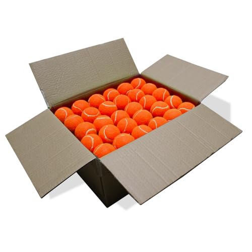 SHYUJAJIE Tennis Balls, 90 Pack Training Tennis Balls Bulk, High Elasticity Practice Tennis for Beginner, Exercise Playing Balls for Pet Dog - color: Orange