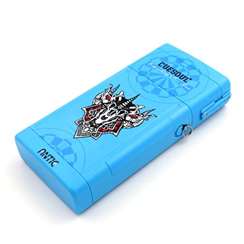 CUESOUL ANTIE Hard Dart Case, Holds 6 Steel/Soft Tip Darts & Extra Tips, Shafts & Flights, Durable Use - color: Blue Beast