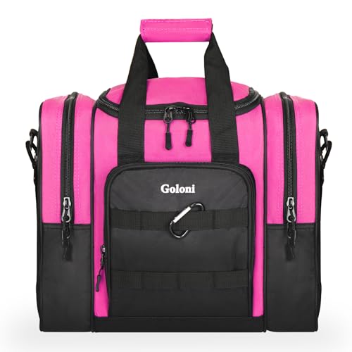 Goloni 1 Ball Bowling Bag for Men, Durable Bowling Tote with Padded Holder & Ventilated Shoe Compartment (Fits Size 14) - color: Rose