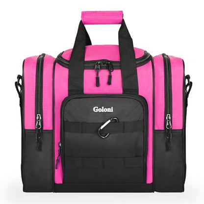 Goloni 1 Ball Bowling Bag for Men, Durable Bowling Tote with Padded Holder & Ventilated Shoe Compartment (Fits Size 14) - color: Rose