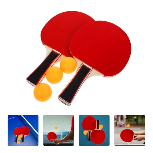 Table Tennis Paddle Set with Non-Skid Wood Racket and Lightweight Portable Balls for Outdoor Training and Interactive Play