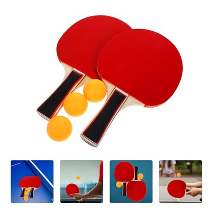 Table Tennis Paddle Set with Non-Skid Wood Racket and Lightweight Portable Balls for Outdoor Training and Interactive Play