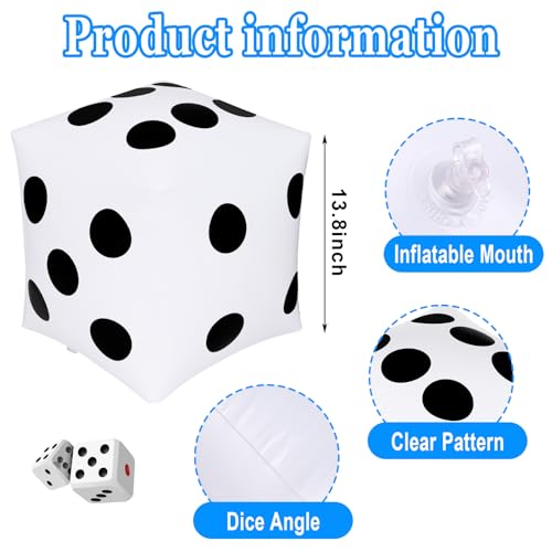 13.8 inch Giant Inflatable Dice Pool Toy for Lawn Games Outdoor Floor Games，Pack of 1 - size: Large