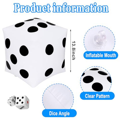 13.8 inch Giant Inflatable Dice Pool Toy for Lawn Games Outdoor Floor Games，Pack of 1 - size: Large