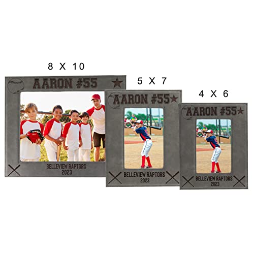 My Personal Memories Custom Monogrammed Baseball Sports Picture Frame Gifts - Personalized 4x6, 5x7, 8x10 Photo Frames for Athletes, Coaches, Teams, Kids, Awards (Gray) - color: Gray