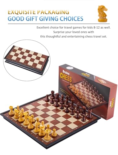 Chess Sets Magnetic Board Games - 11.8 Inches Travel Chess Board, Wooden-Style Foldable & Portable Gifts Classic 2-Player Strategy Family Games Educational Toys for Teens and Adults - color: Wooden-style, style: Large / 11.8Inch