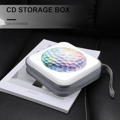 Cute Water Color Golf Ball CD Case DVD Storage Case Portable for Car Home Travel