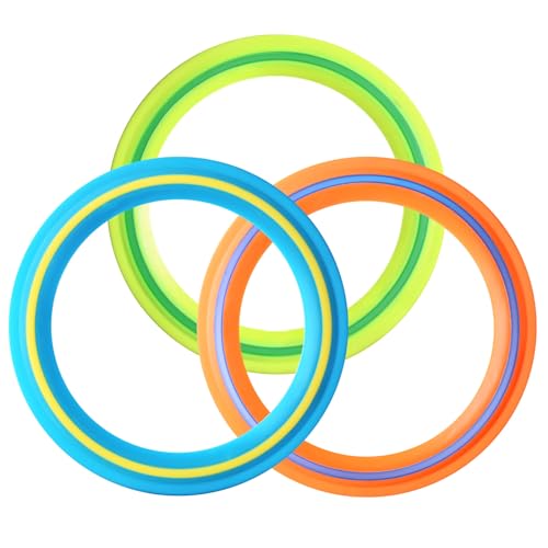 JEEFUD Flying Disc for Kids Adults 11 inch Flying Ring, 3 Pack Beach Backyard Sports Play Soft Discs, Sport Outdoor Tossing Toy Gift for 4+ Year Old Boys Girls Family 3PCS (Yellow，Orange & Turquoise) - color: 3pcs (Yellow，orange & Turquoise)