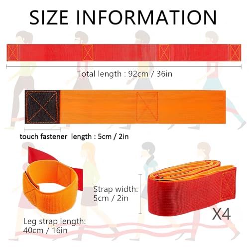 2 Sets 4 Legged Race Bands for Kids Field Day Team Building Games for Work Birthday Holiday Party Outdoor Activities for Adults Boys Girls Group Fun Games