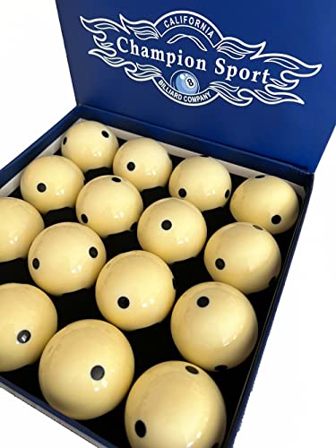 Champion 2-1/4" Billiard Practice Training Pool Cue Ball (6 dot, 16 Balls/Box, Purple, Black, Green, Blue, Red - size: Black six dot
