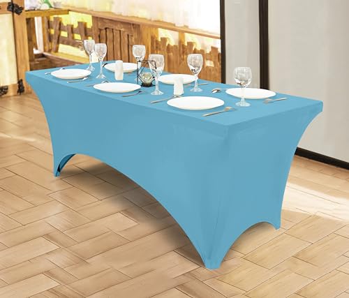 Utopia Kitchen Spandex Tablecloth 1 Pack [6FT, Blue Mist] Tight, Fitted, Washable and Wrinkle Resistant Stretch Rectangular Patio Table Cover for Event, Wedding, Banquet & Parties [72Lx30Wx30H Inch] - color: Blue Mist, size: 6 Feet - 1 Pack