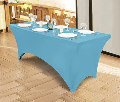 Utopia Kitchen Spandex Tablecloth 1 Pack [6FT, Blue Mist] Tight, Fitted, Washable and Wrinkle Resistant Stretch Rectangular Patio Table Cover for Event, Wedding, Banquet & Parties [72Lx30Wx30H Inch] - color: Blue Mist, size: 6 Feet - 1 Pack