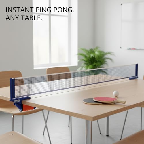 Retractable Table Tennis Net Set, Clamp-On Ping Pong Net for Standard Tables, Portable Polyester Mesh with Quick Setup - color: Orange
