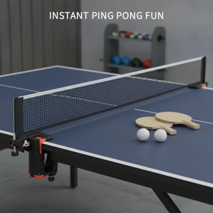 Retractable Table Tennis Net and Post Set, Clamp-On Ping Pong Net for Flat Surfaces, Portable ABS Plastic Game Accessory - color: Black