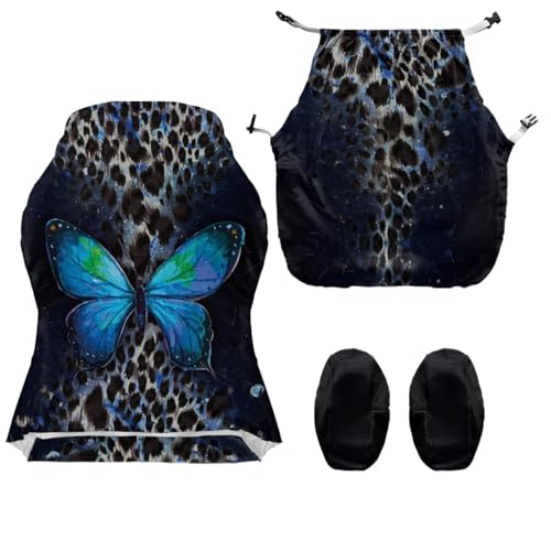 Suobstales Butterfly Leopard Print Gaming Chair Covers with Armrest Covers, Elastic Computer Chair Slipcovers Stretchable Washable Gaming Chair Seat Cover - color: Butterfly Leopard