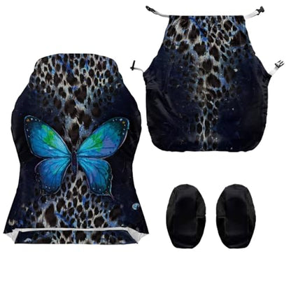Suobstales Butterfly Leopard Print Gaming Chair Covers with Armrest Covers, Elastic Computer Chair Slipcovers Stretchable Washable Gaming Chair Seat Cover - color: Butterfly Leopard