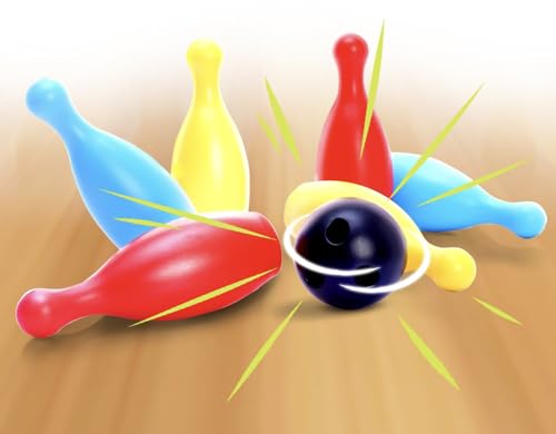 Toddler 6 Pin Bowling Set with Ball, Colorful Indoor and Outdoor Game, Ages 3+