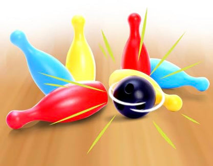 Toddler 6 Pin Bowling Set with Ball, Colorful Indoor and Outdoor Game, Ages 3+
