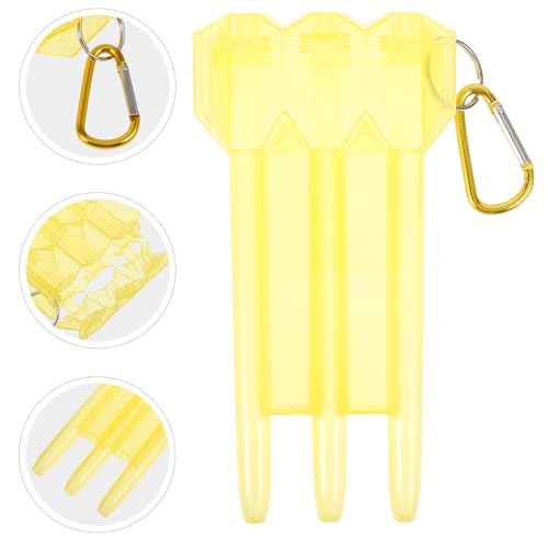 FOMIYES Hard Case Darts Carrying Case with Lockable Yellow Plastic Shell and Carabiner, Lightweight Wear-resistant Darts Storage Box for Outdoor and Indoor Use