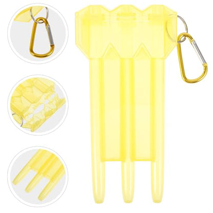 Portable Hard Shell Dart Case with Lockable Clip, Yellow Plastic Storage Box for Soft Tip Darts, Lightweight Wear-resistant Carrying Case for Travel and Leisure