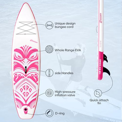 Inflatable Paddle Board,Stand Up Paddle Board Set, Extra Wide SUP Board with Removable Fin, Floating Paddle, Hand Pump, Waterproof Phone Pouch,Traveling Board - color: TT pink